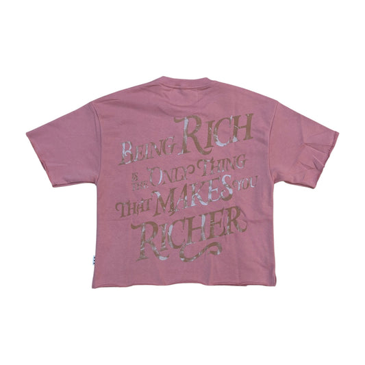 WH-T1516- Richer with Rhinestones Cropped Top T-Shirt