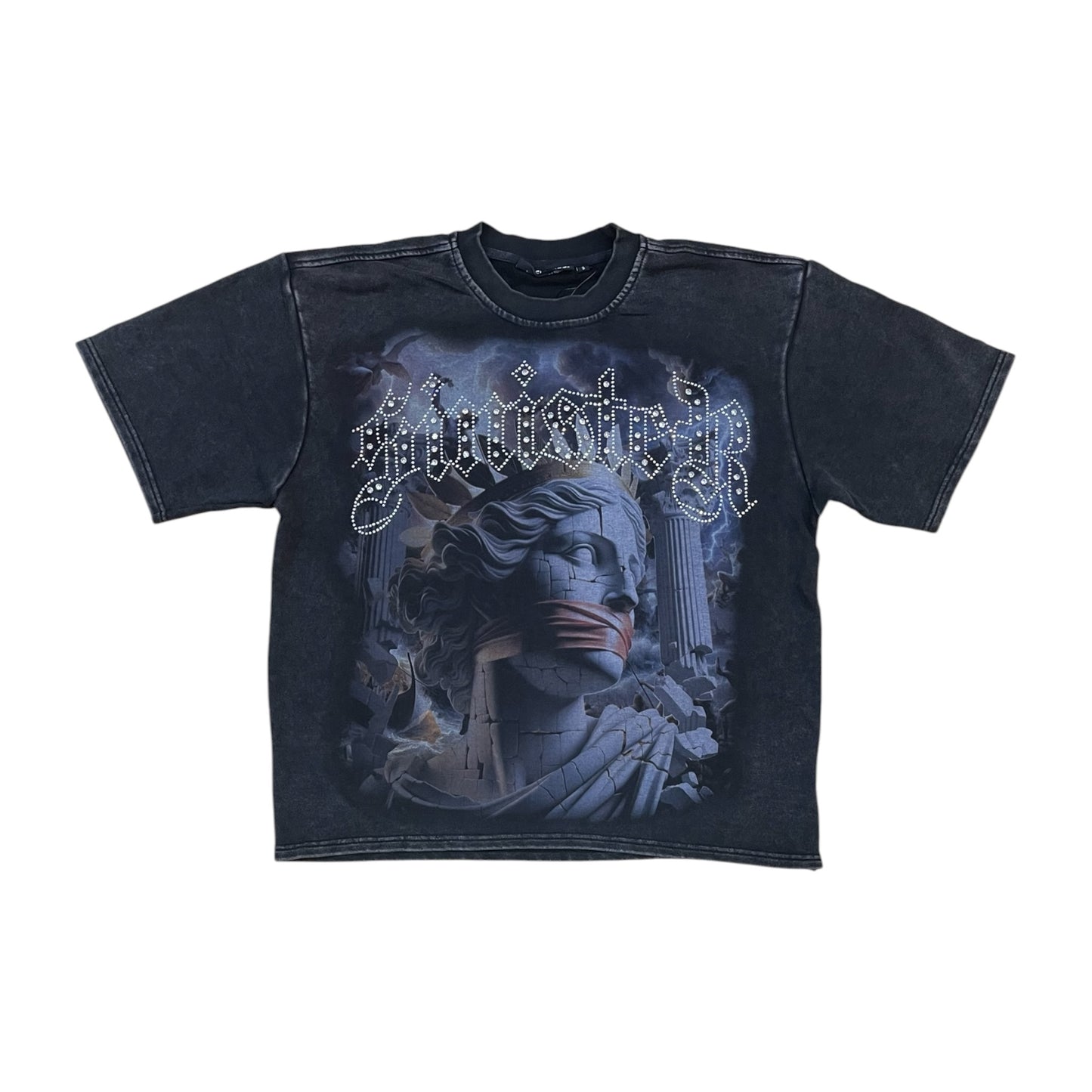WH-610-11178 - Sinister with Rhinestones n Studs Cropped Graphic T-Shirt