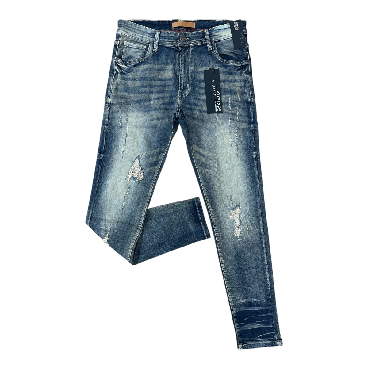 WH-P621 - Shadow Rip & Repair Slim-Fit Stretch Jeans