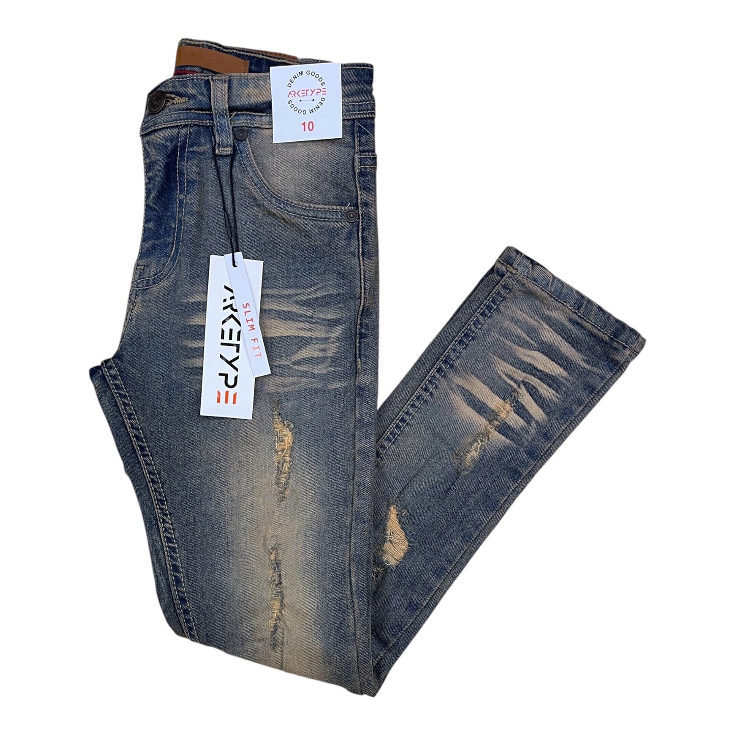 PC03K - Boy's/Kids Core Ripped Slim-Fit Stretch Jeans