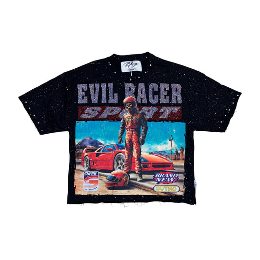 WH-T1451 - Evil Racer with Rhinestones Cropped Top T-Shirt