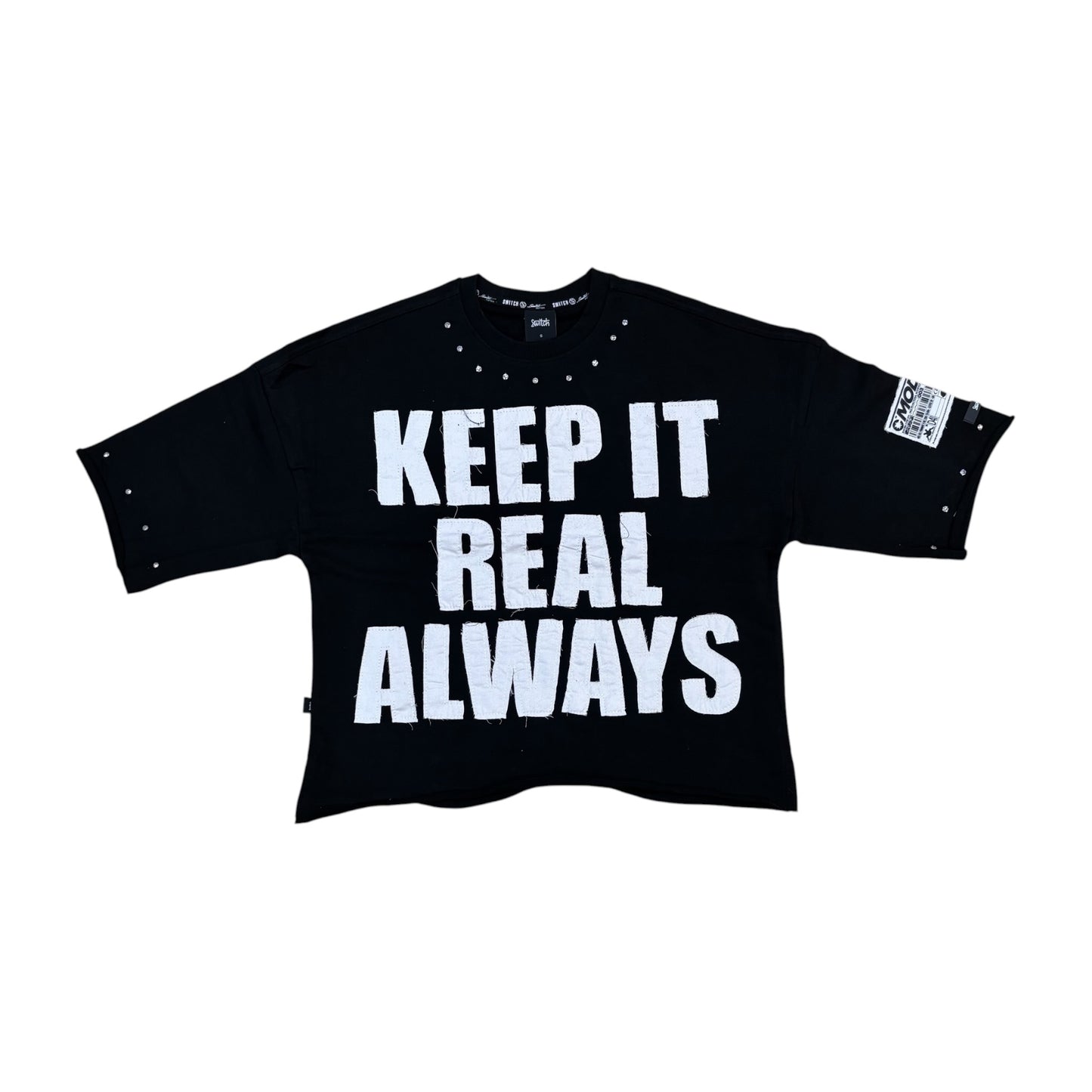 WH-SW6142 - Keep It Real with Studs Cropped Top Graphic T-Shirt