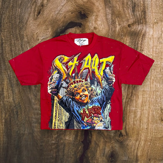 T1368 - St.ART with Rhinestones Cropped Top T-Shirt