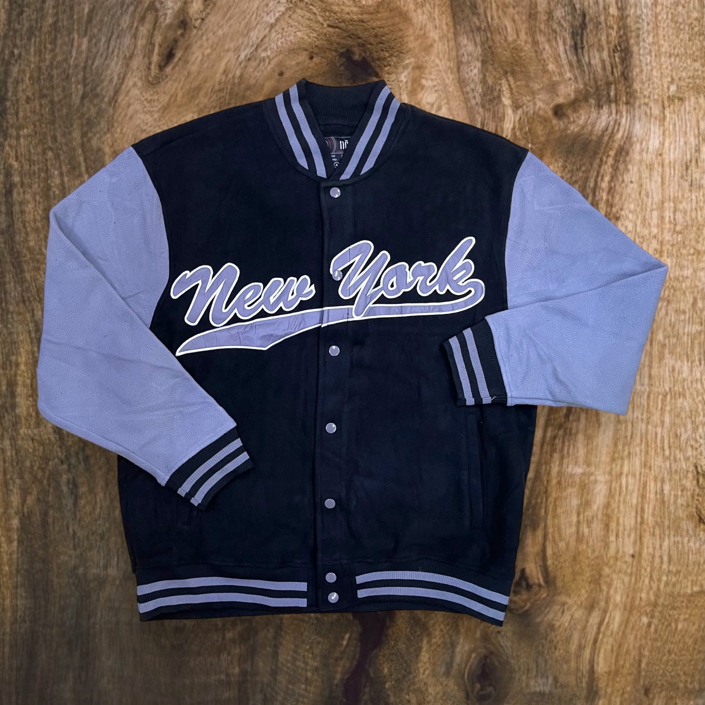 JK533 - New York 2 Tone Varsity Jacket (Black/Grey)