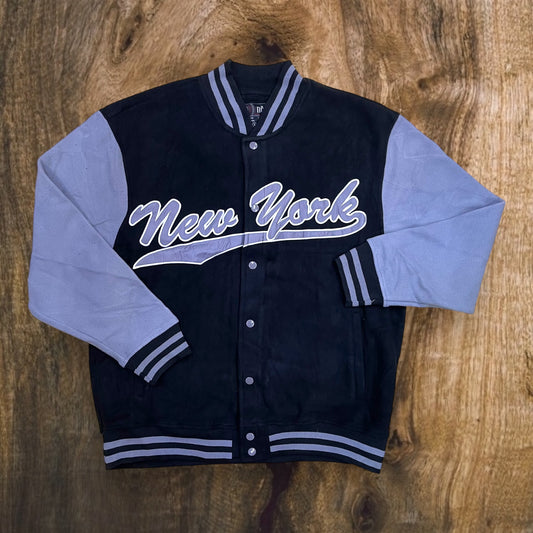 JK533 - New York 2 Tone Varsity Jacket (Black/Grey)