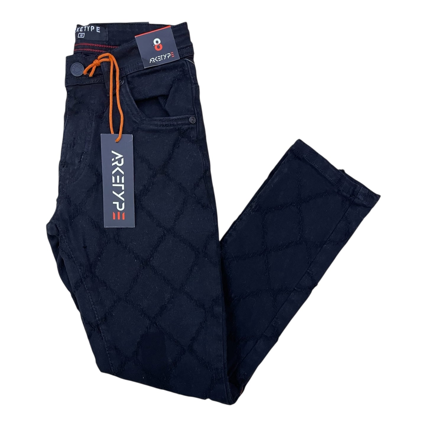 P428K - Boy's/Kids Diamond Pattern Slim-Fit Stretch Jeans