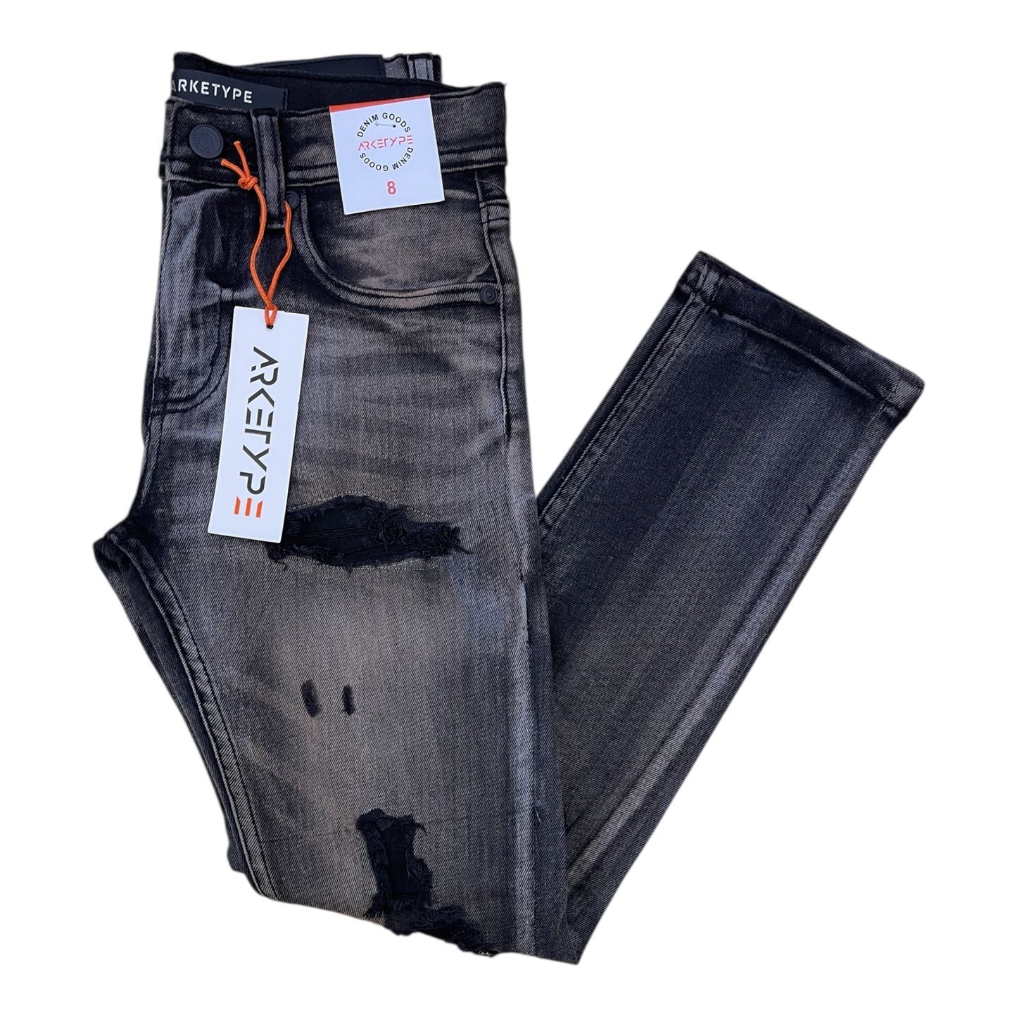 P550K - Boy's/Kids Milan Distressed Slim-Fit Stretch Jeans