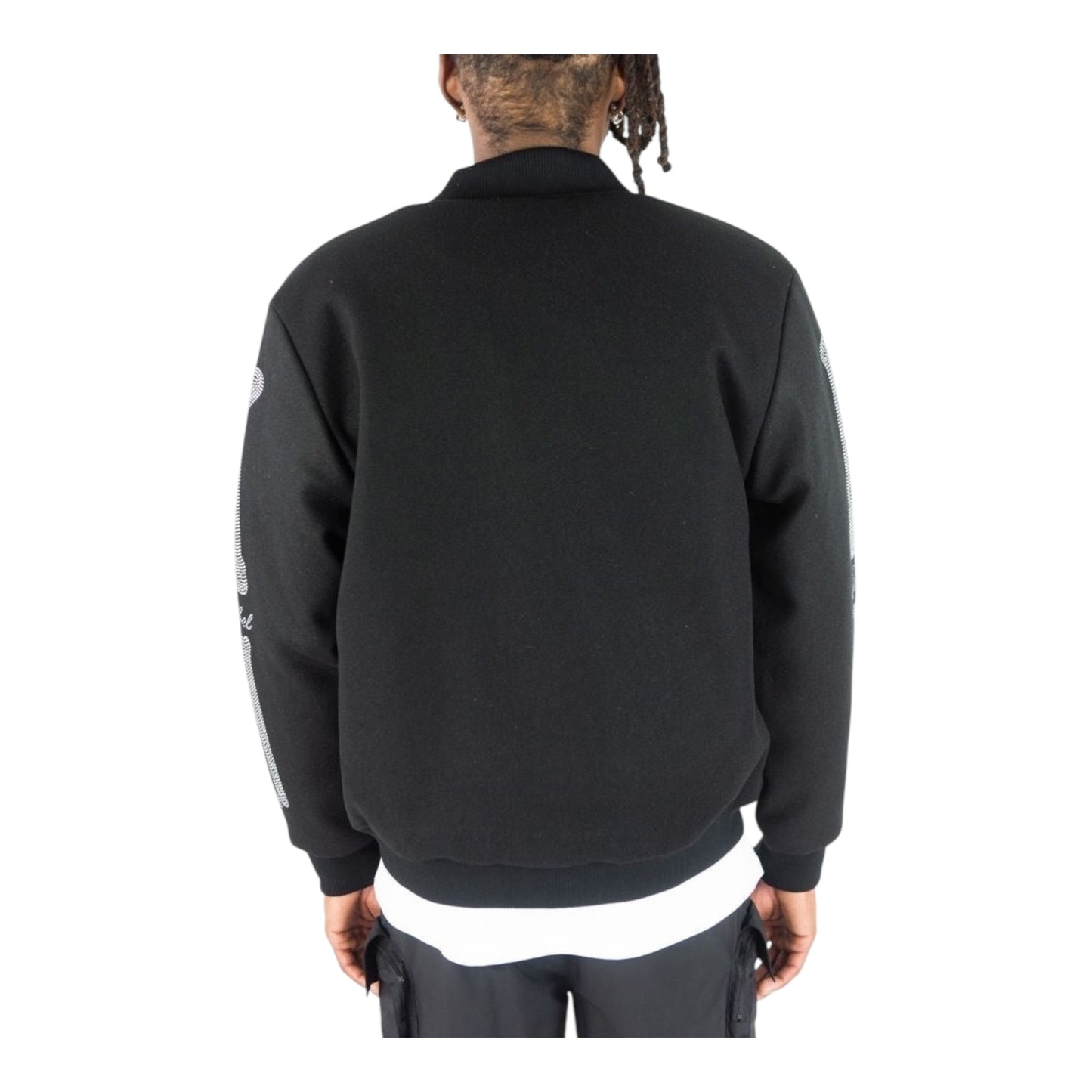 152-515 - Rebel Skeleton Melton Rhinestone Varsity Jacket