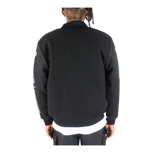 152-515 - Rebel Skeleton Melton Rhinestone Varsity Jacket