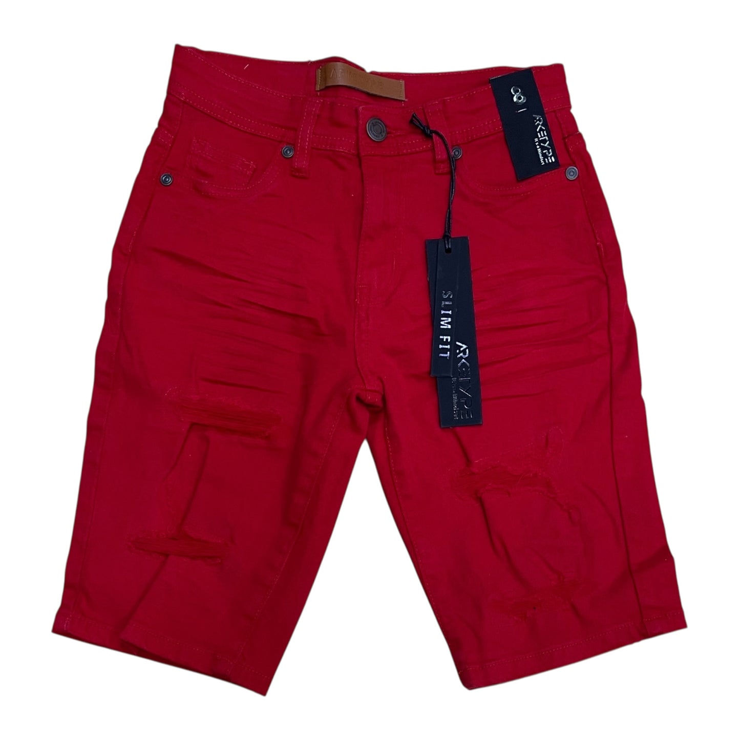 SC02K - Boys/Kids Core Twill Ripped Slim-Fit Stretch Shorts