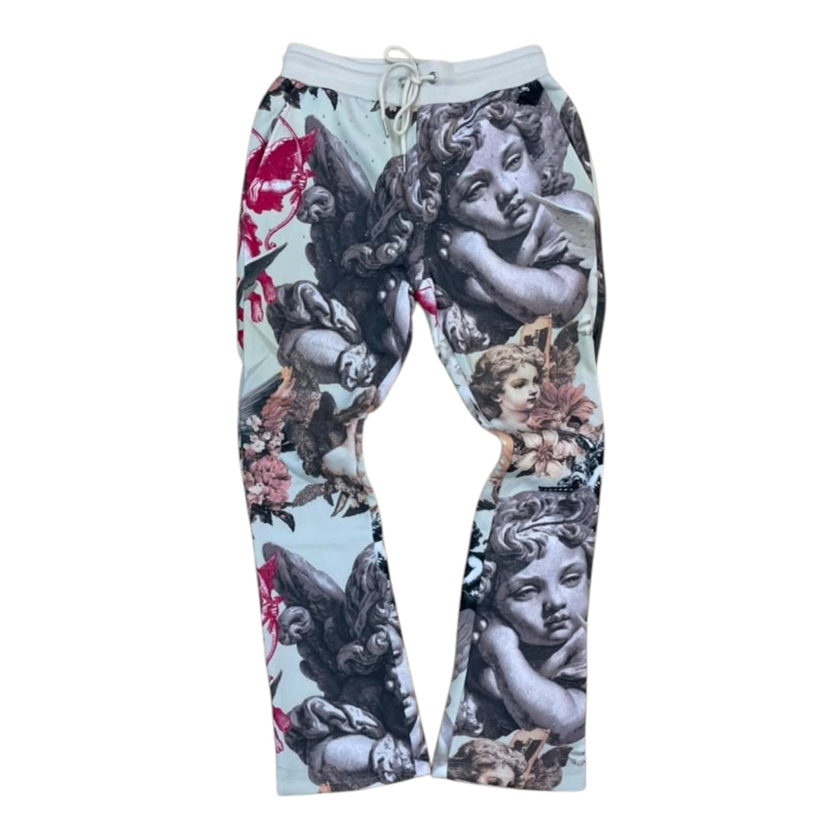 FB3615 - Angels Digital Print With Rhinestone Stacked Flared Pants