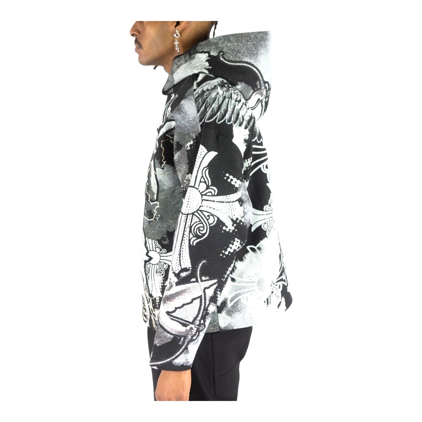 152-338 - Cross Angel Rhinestone Tapestry Hoodie