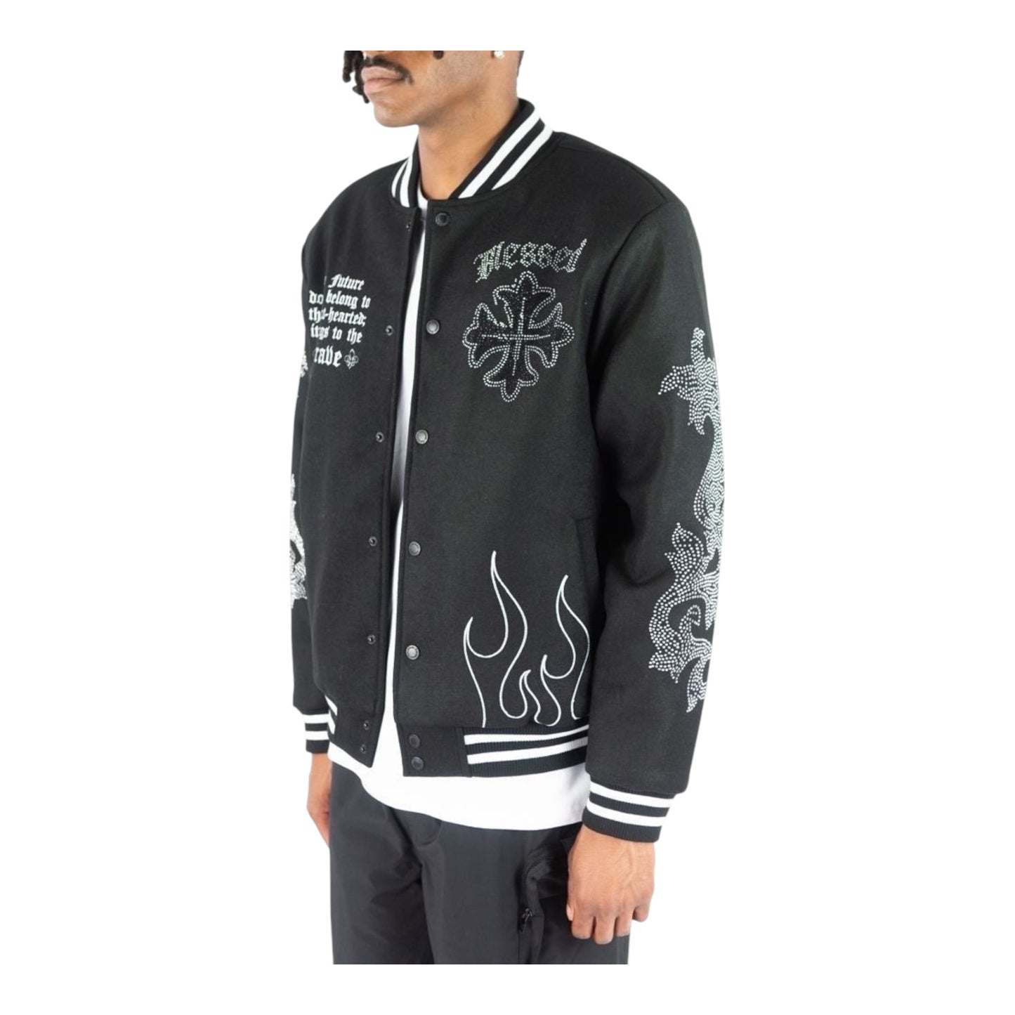 152-514 - Dark Knights Rhinestone Varsity Jacket (Black)