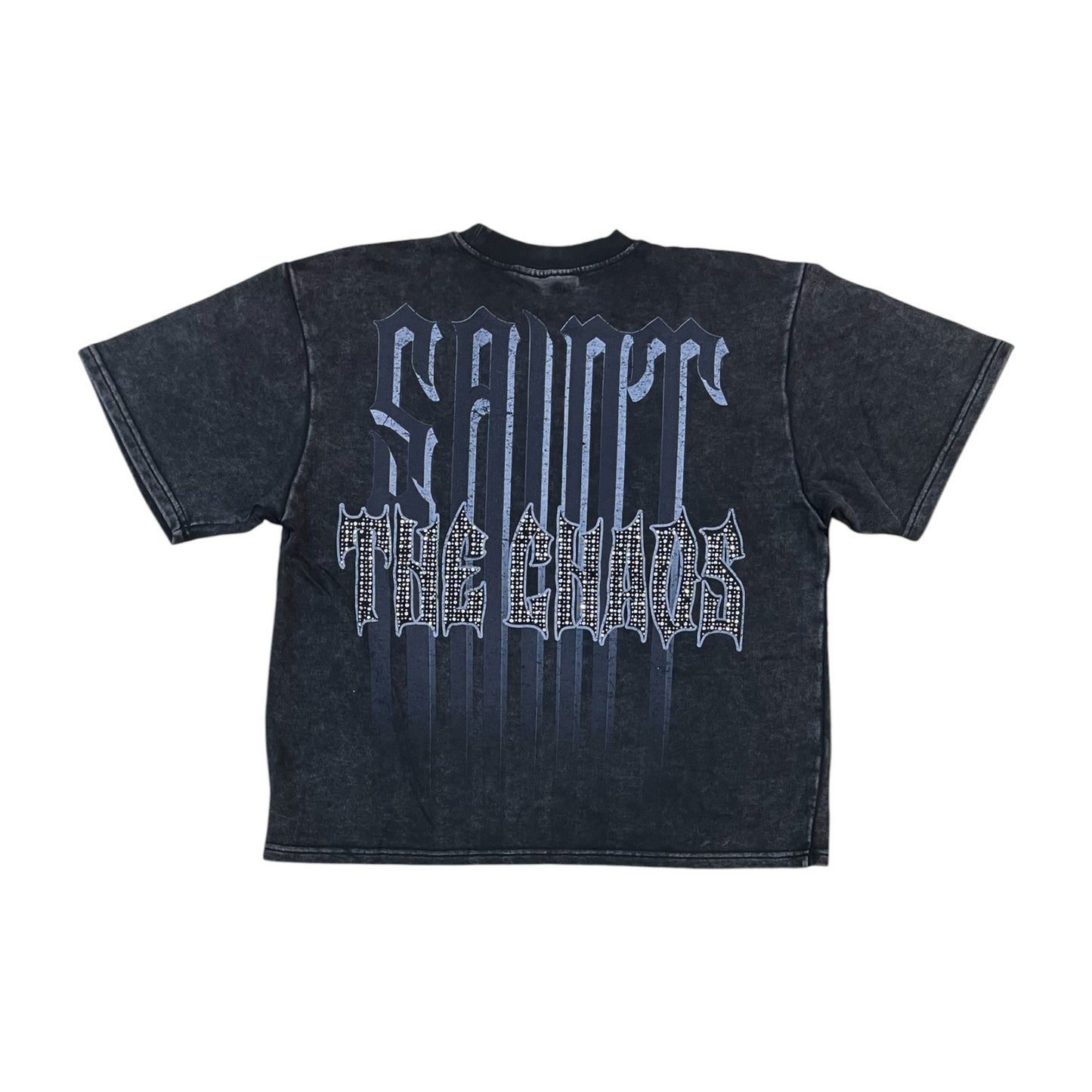 WH-610-11132 - Withered Petals with Rhinestones Cropped Graphic T-Shirt