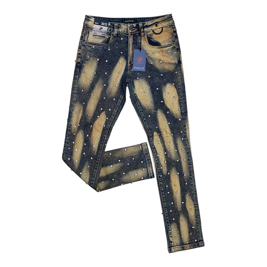 Kd2577 -  Premium Gem-Studded n Rhinestone Slim-Fit Stretch Jeans (Vintage)