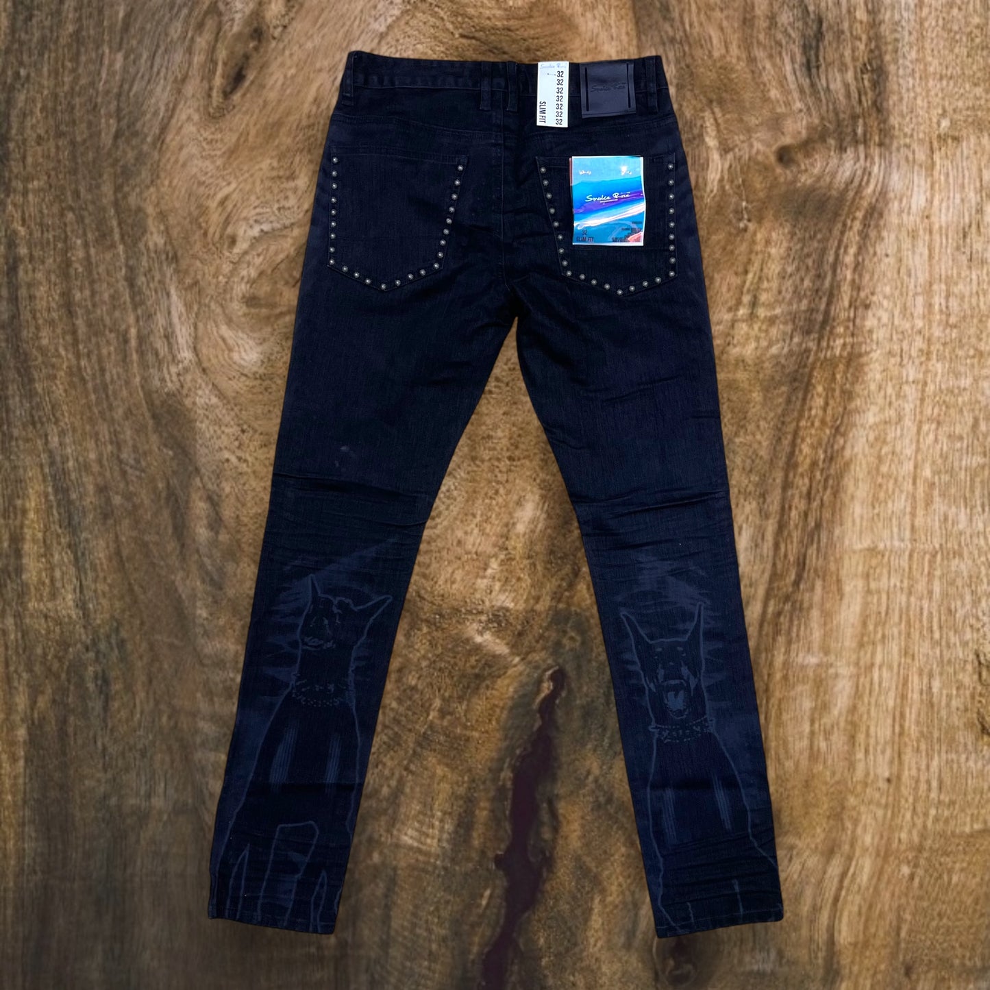 JP24623 - Rise Color Flocked Slim-Fit Jeans (Dorset Black)