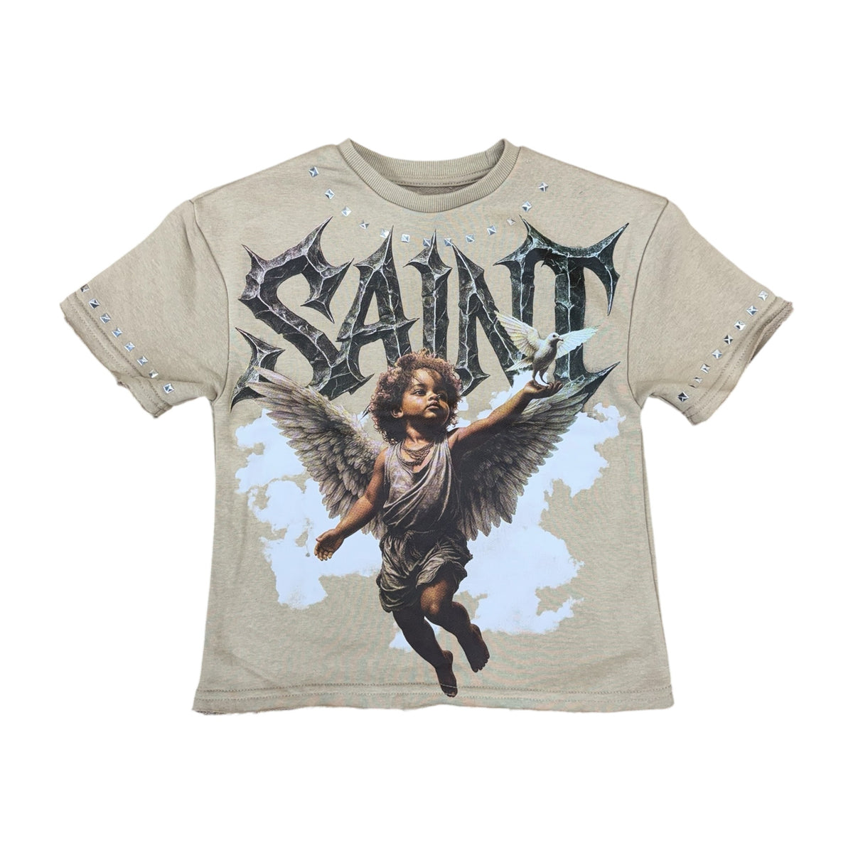 FD2644K - Boy's/Kid's Protected by Faith with Studs French Terry Cropped Top