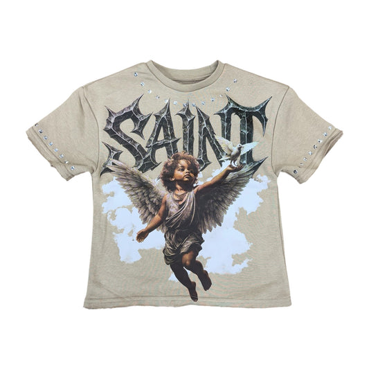 FD2644K - Boy's/Kid's Protected by Faith with Studs French Terry Cropped Top