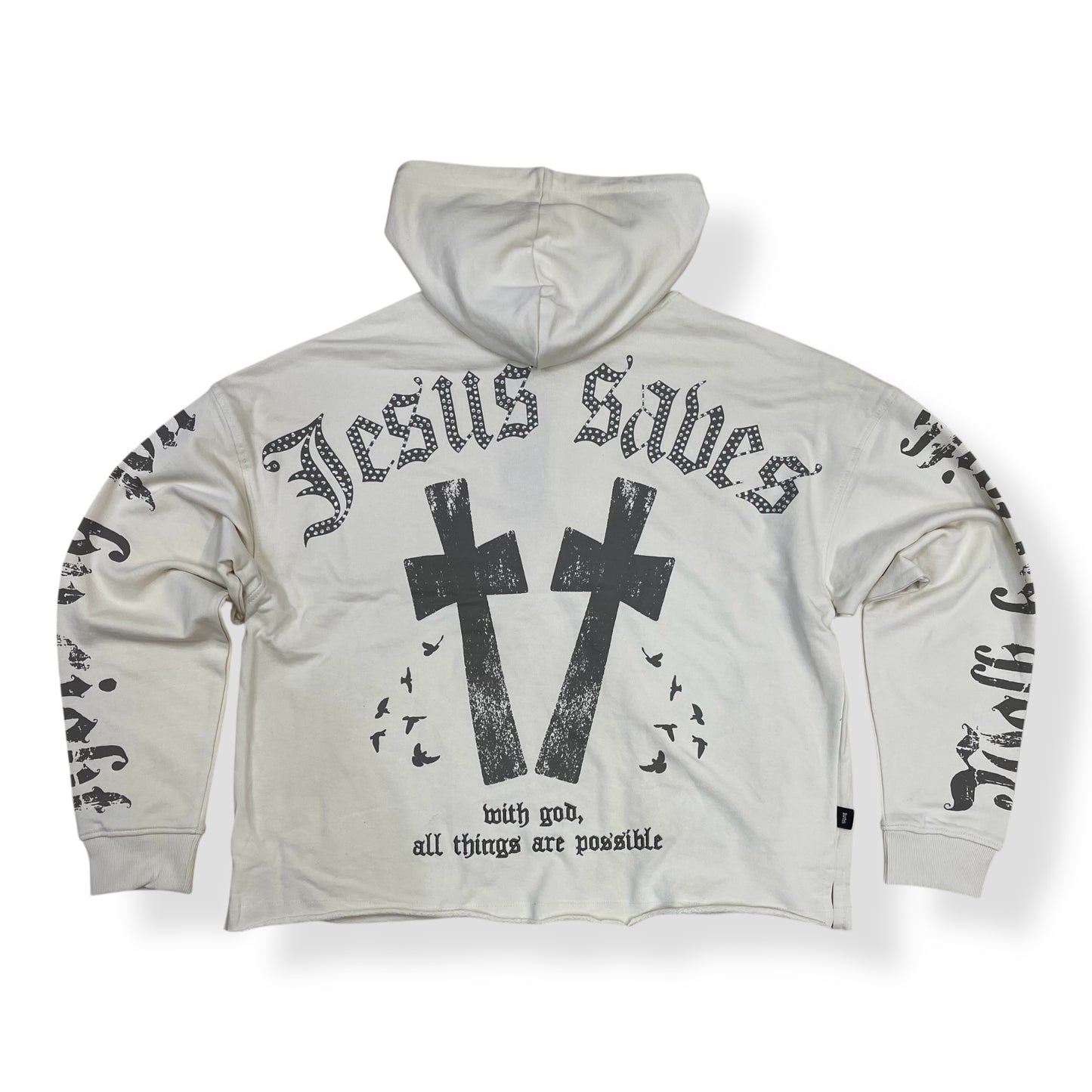 SW5241 - JESUS SAVES CROSS With Rhinestone Hoody & Stacked Fleece Pant (2 Piece Full Set)