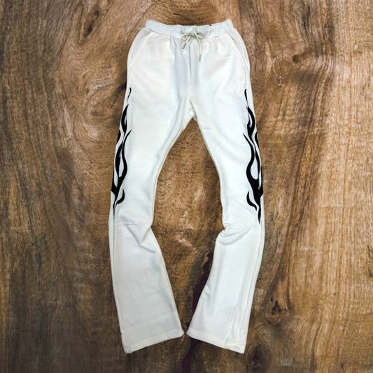 SB3400 - Flame Puff Print Fleece Stacked Pants