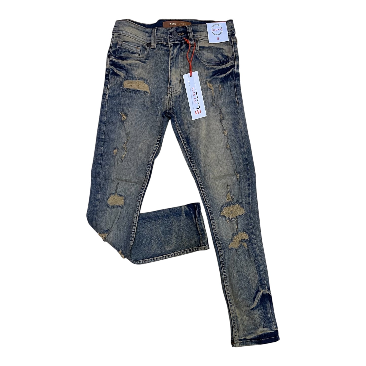 P556K - Boy's/Kids True Rip & Repair Slim-Fit Stretch Jeans