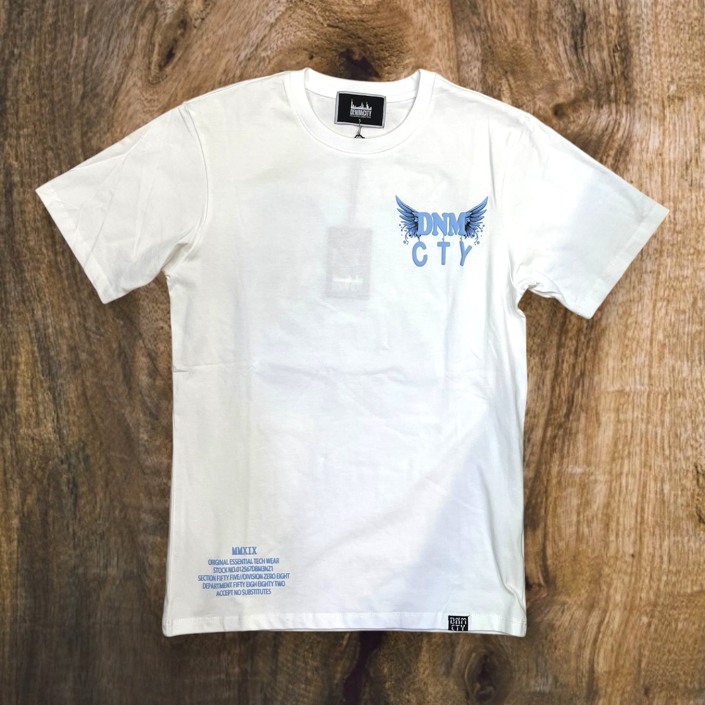 DNM-2403 - Prayers Up High Puff Print T-Shirt (White+BabyBlue)