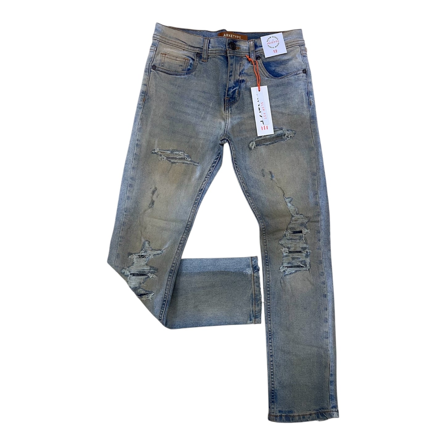 P550K - Boy's/Kids Milan Distressed Slim-Fit Stretch Jeans