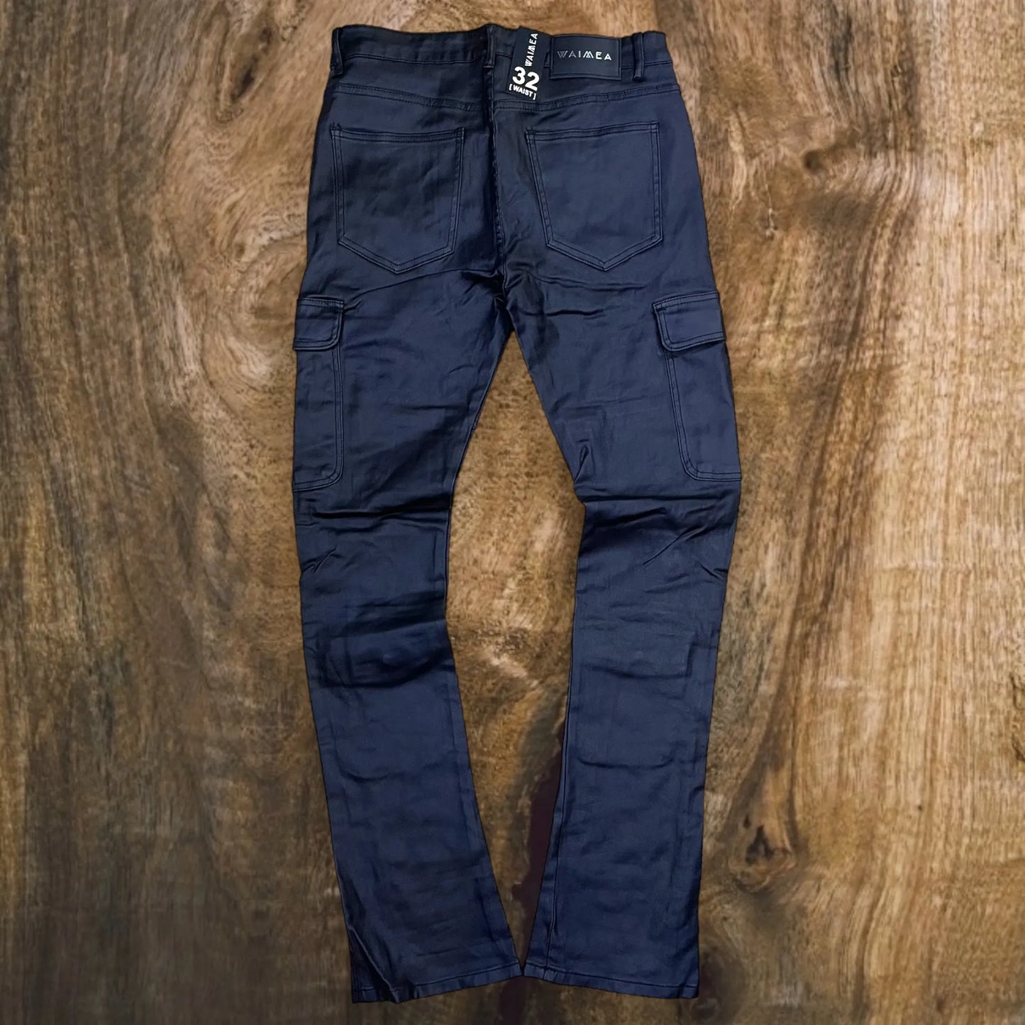 M8002TB - Flare Stacked Coated Cargo Jeans