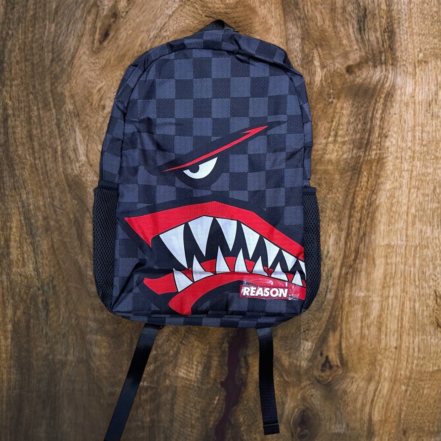 H9-247 - Shark Checkered Print Backpack