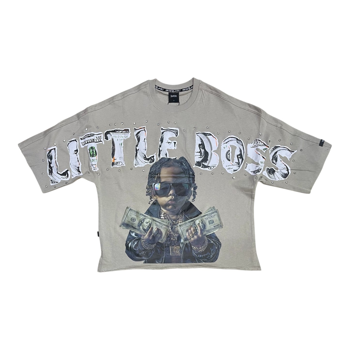 SM6167 - Little Boss with Studs Cropped Top Graphic T-Shirt