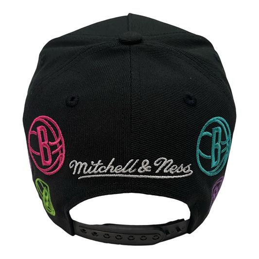 HP18980 - Brooklyn Nets Black/White Neon Pro Pinch-Fit Snapback