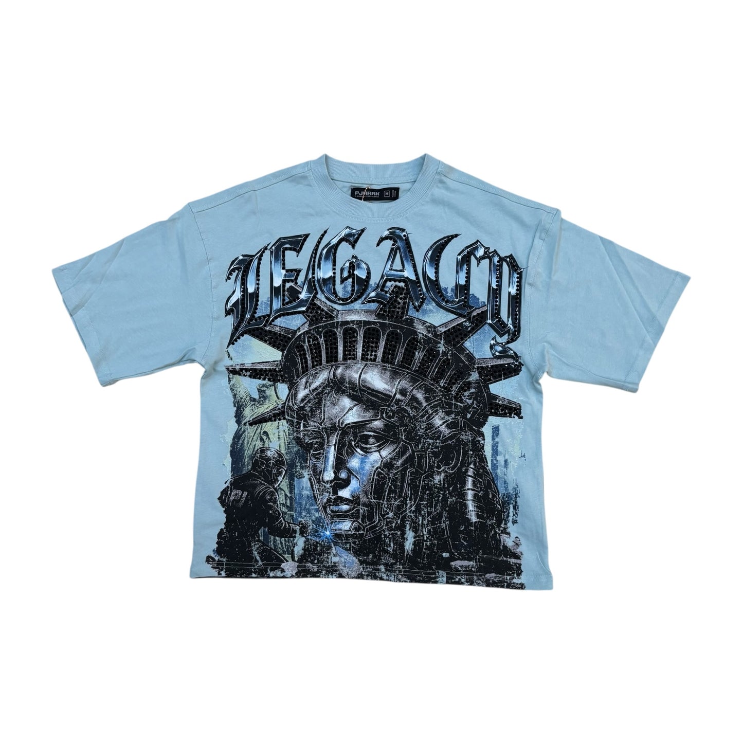 T2609 - Legacy with Rhinestone Cropped Oversized Graphic T-Shirt