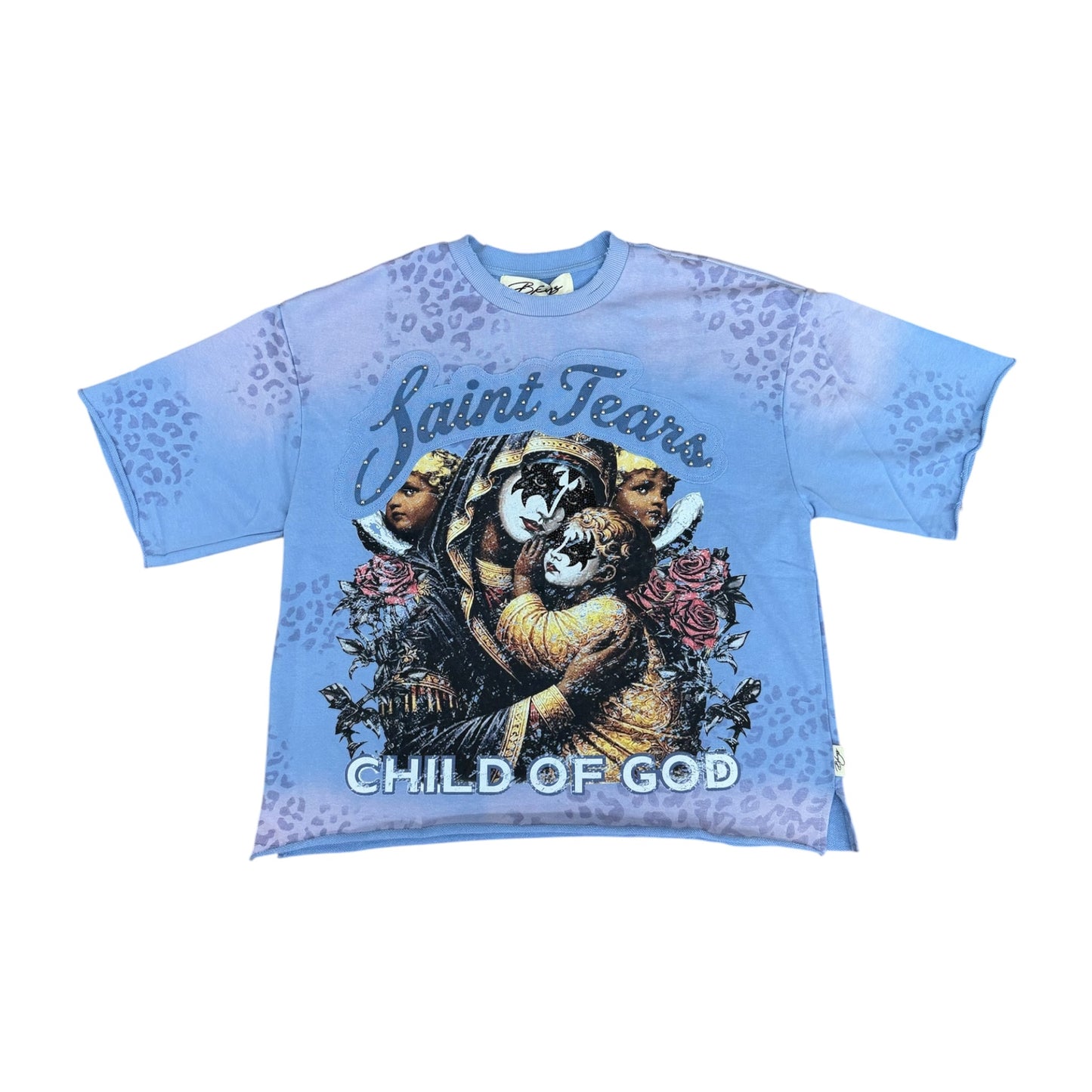 WH-T1625 - Saint Graphic with Studs Crop T-Shirt