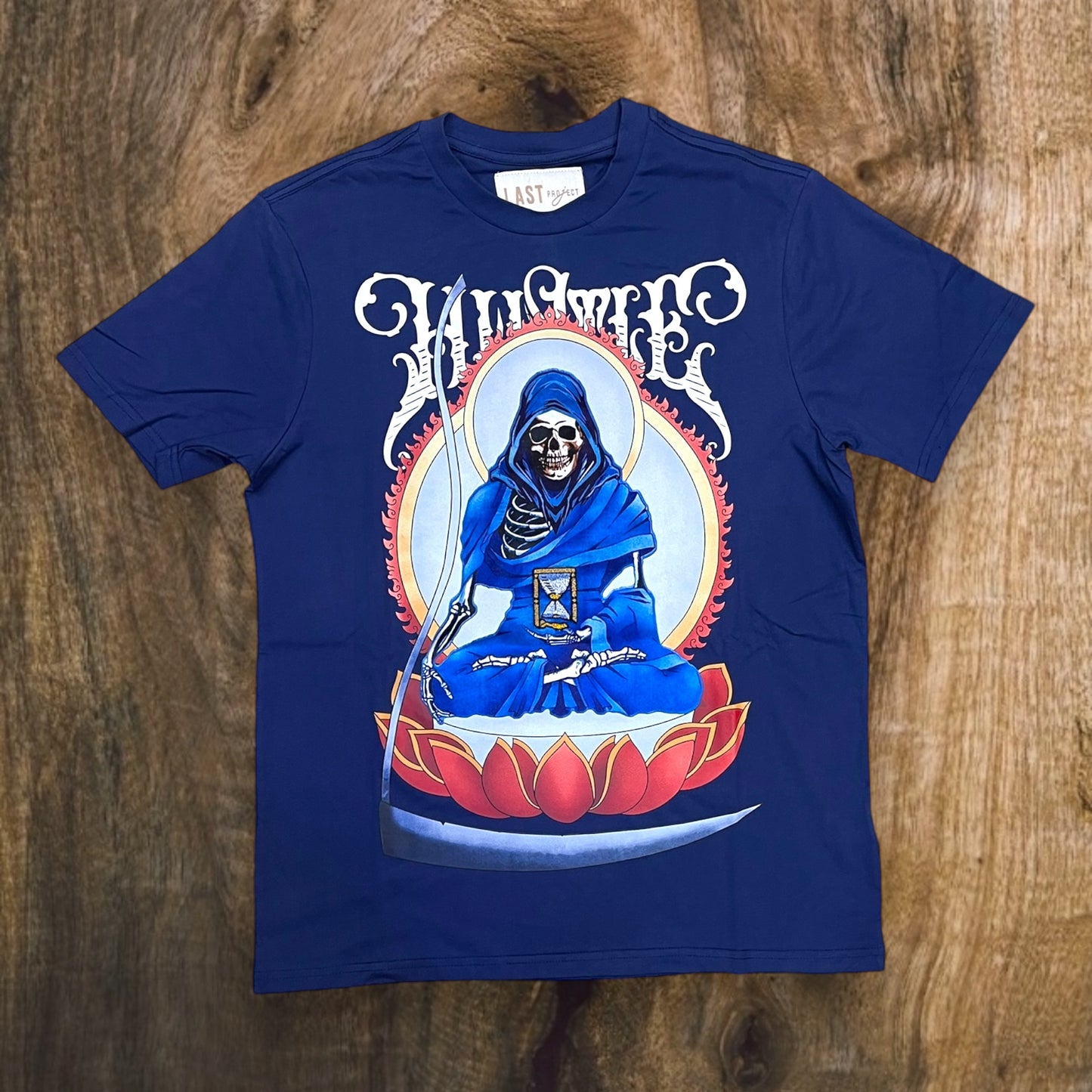 LP256 - Skull Monk Oversized T-Shirt (Dark Navy)