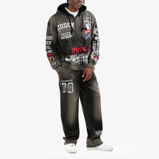 WH-631019 - Hidden Truth Pull Zip Fleece Set w/Straight Pants