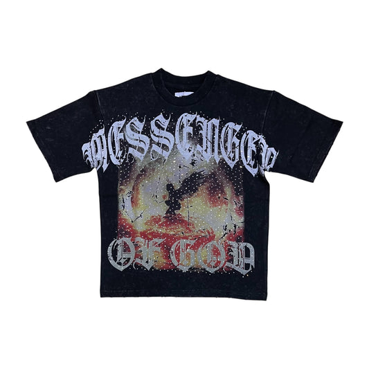 KR603K - Boy's/Kid's Messenger of God Rhinestones Cropped Top T-Shirt