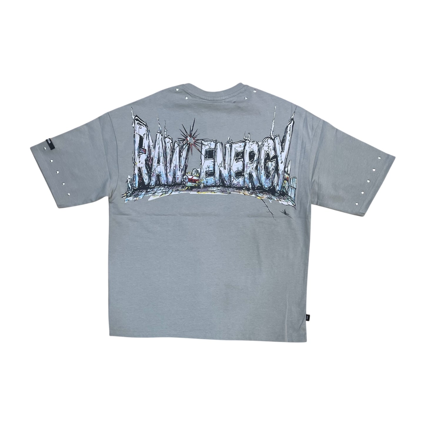 SM6129 - Raw Energy with Studs Boxy Graphic T-Shirt