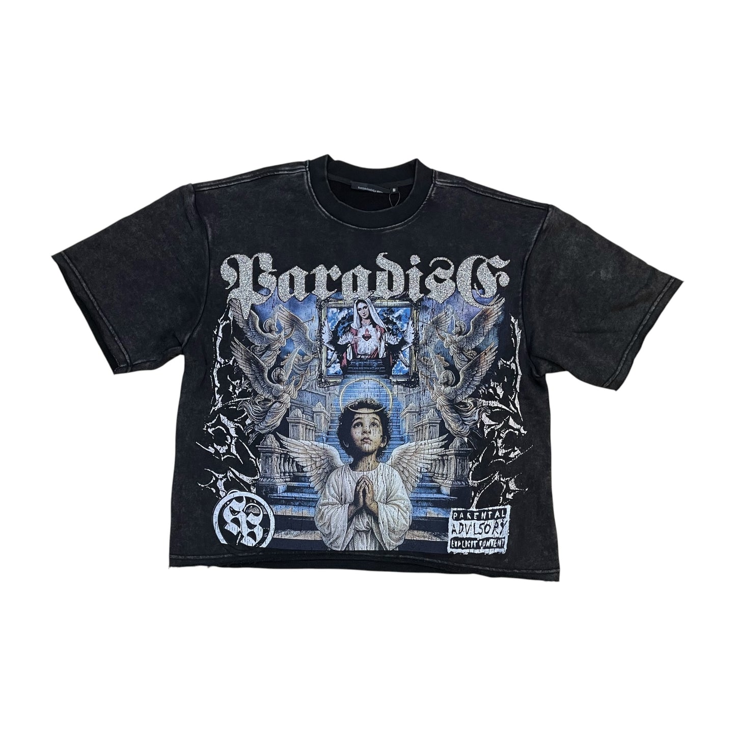WH-610-11190 - Paradise Praying Cropped Graphic T-Shirt