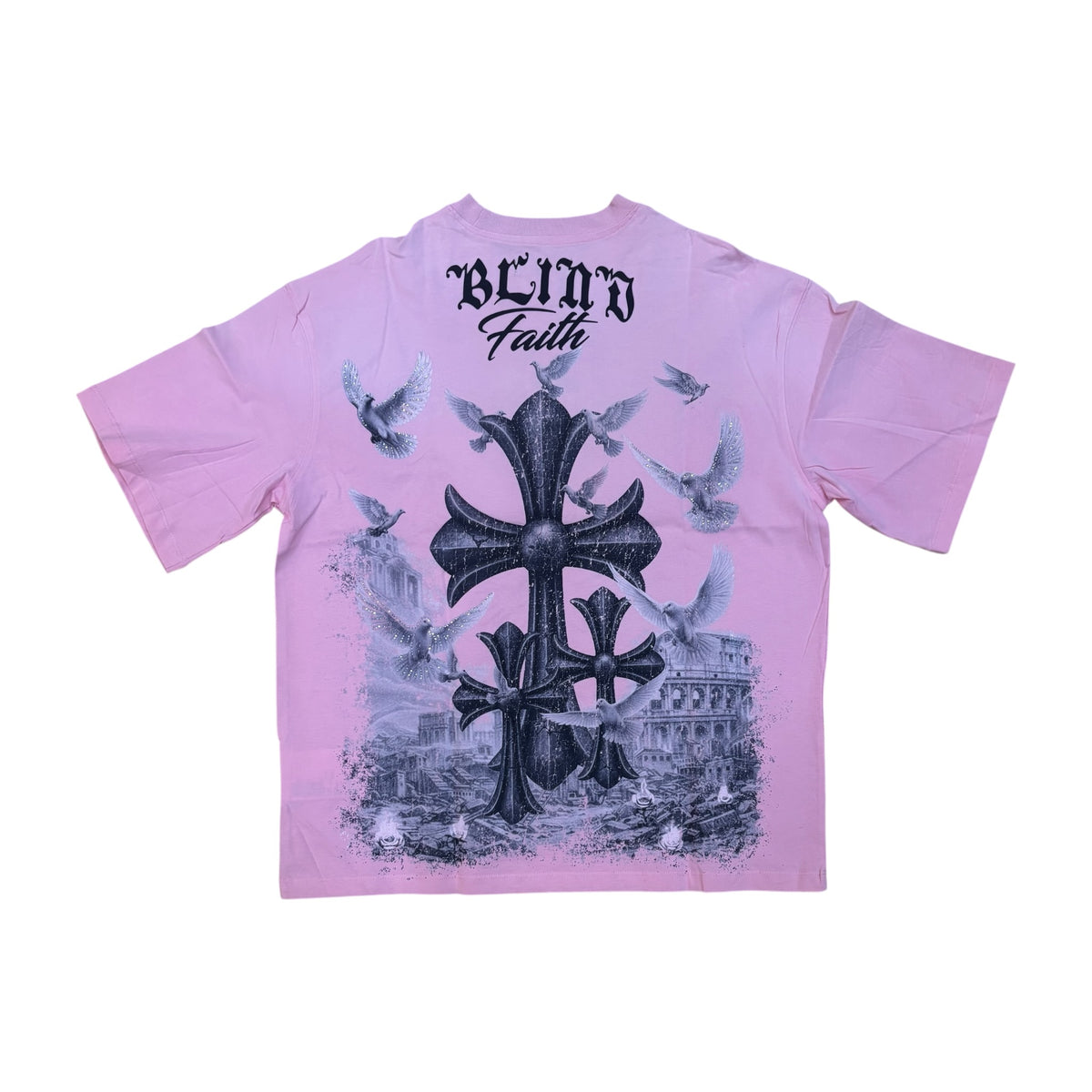 WH-RK1482119 - Blind Faith Faded with Rhinestones Boxy Graphic T-Shirt