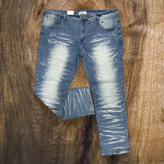 BTP23097X - Big Men's Slashed Washed Slim-Fit Stretch Pants