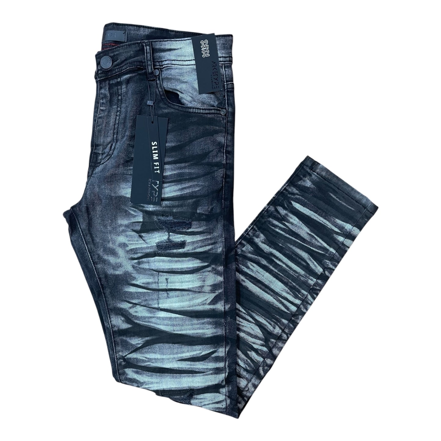 WH-P622 - Crinkle Ripped Slim-Fit Stretch Jeans