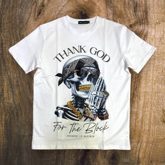 SIW5224 - Thank God for the Block Rhinestone Premium Graphic T-Shirt