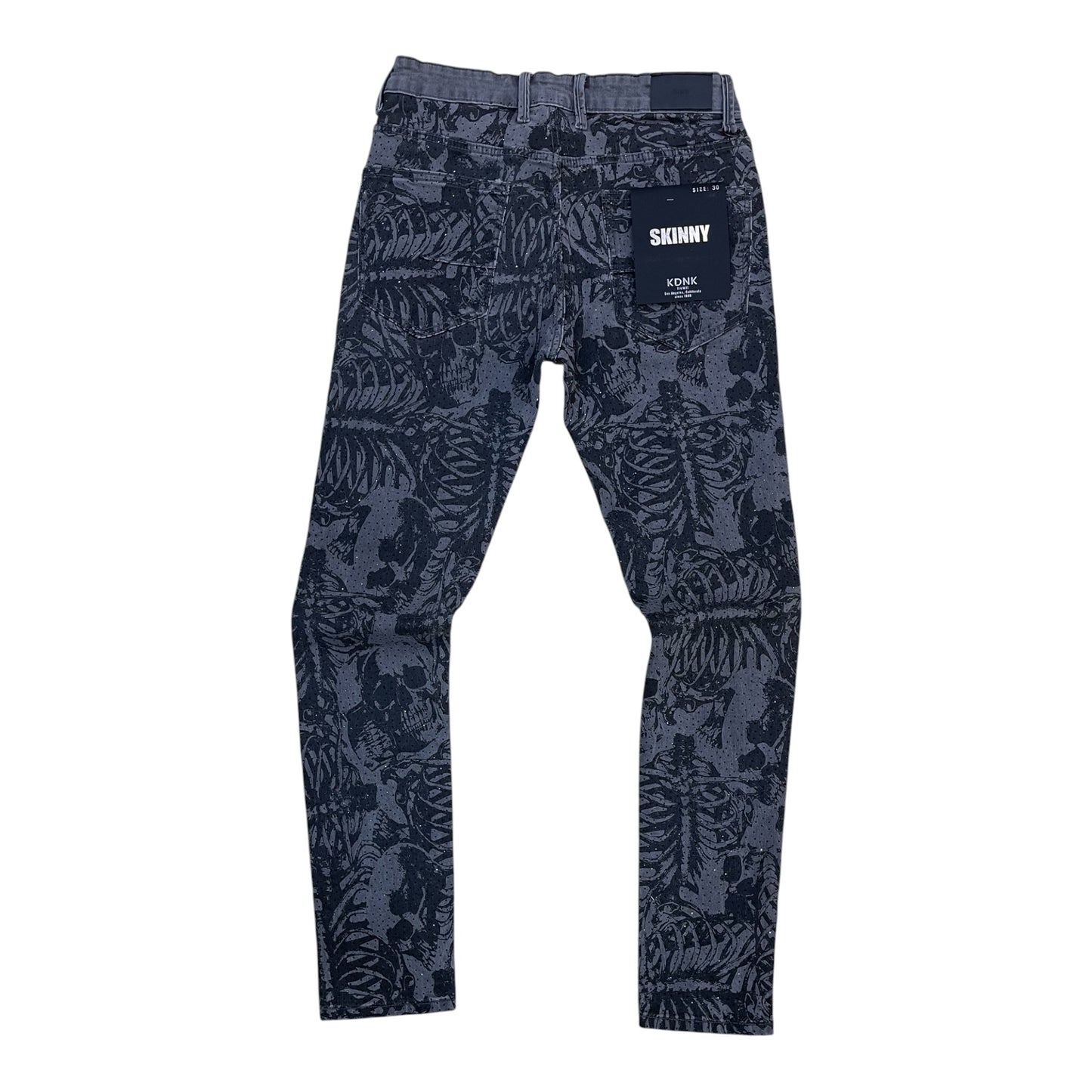 WH-KND4960 - Skeleton Rhinestone Skinny Fit Stretch Jeans