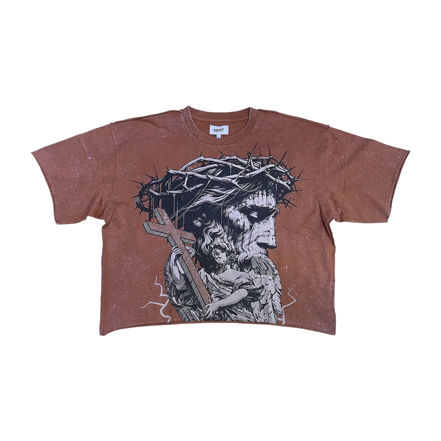 KR602 - Unlimited Mercy with Rhinestones Cropped Top T-Shirt