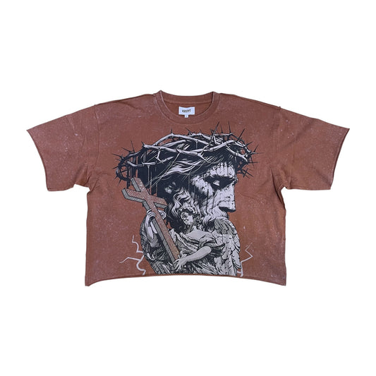 KR602 - Unlimited Mercy with Rhinestones Cropped Top T-Shirt