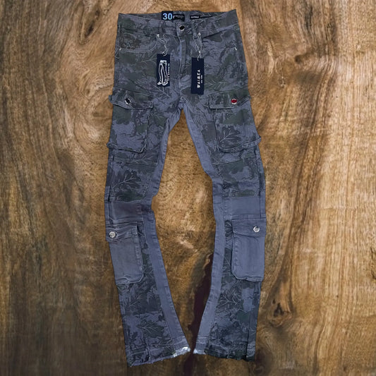 M8231T - Men's Gray Leaf Camo Stacked Jeans