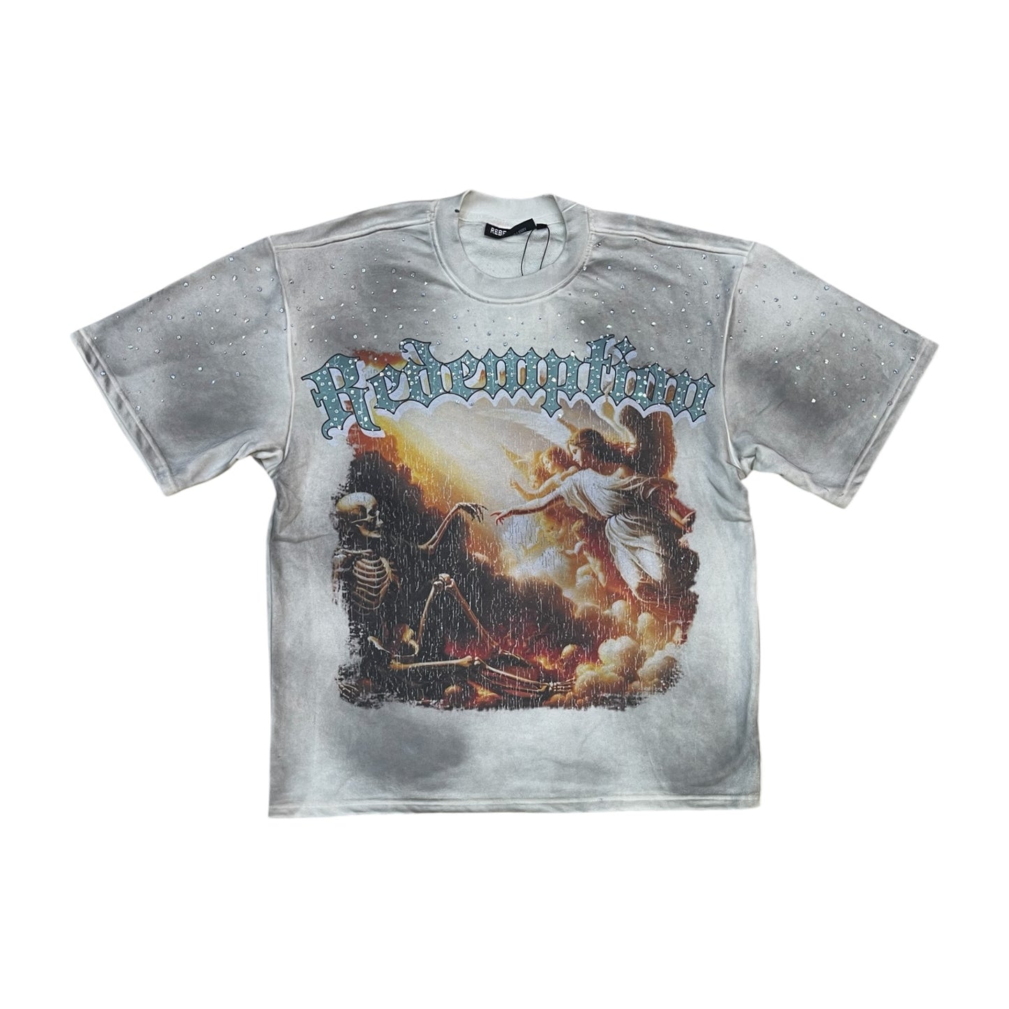 WH-610-11130 - Redemption with Rhinestones Cropped Graphic T-Shirt