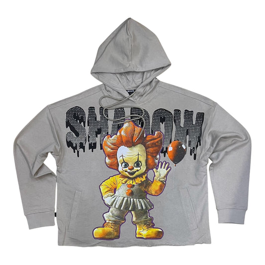 SW5233 - Shadow Grin Rhinestone Graphic Cropped Top Hoodie