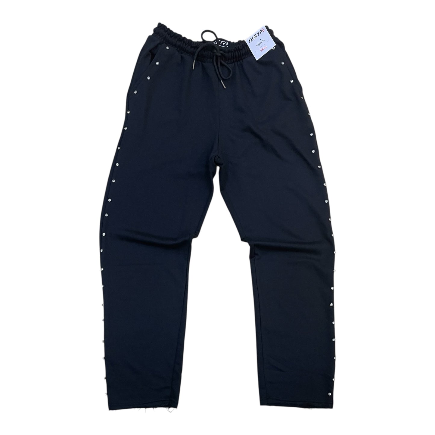 P563 - Side Rhinestone French Terry Straight-Fit Fleece Pants