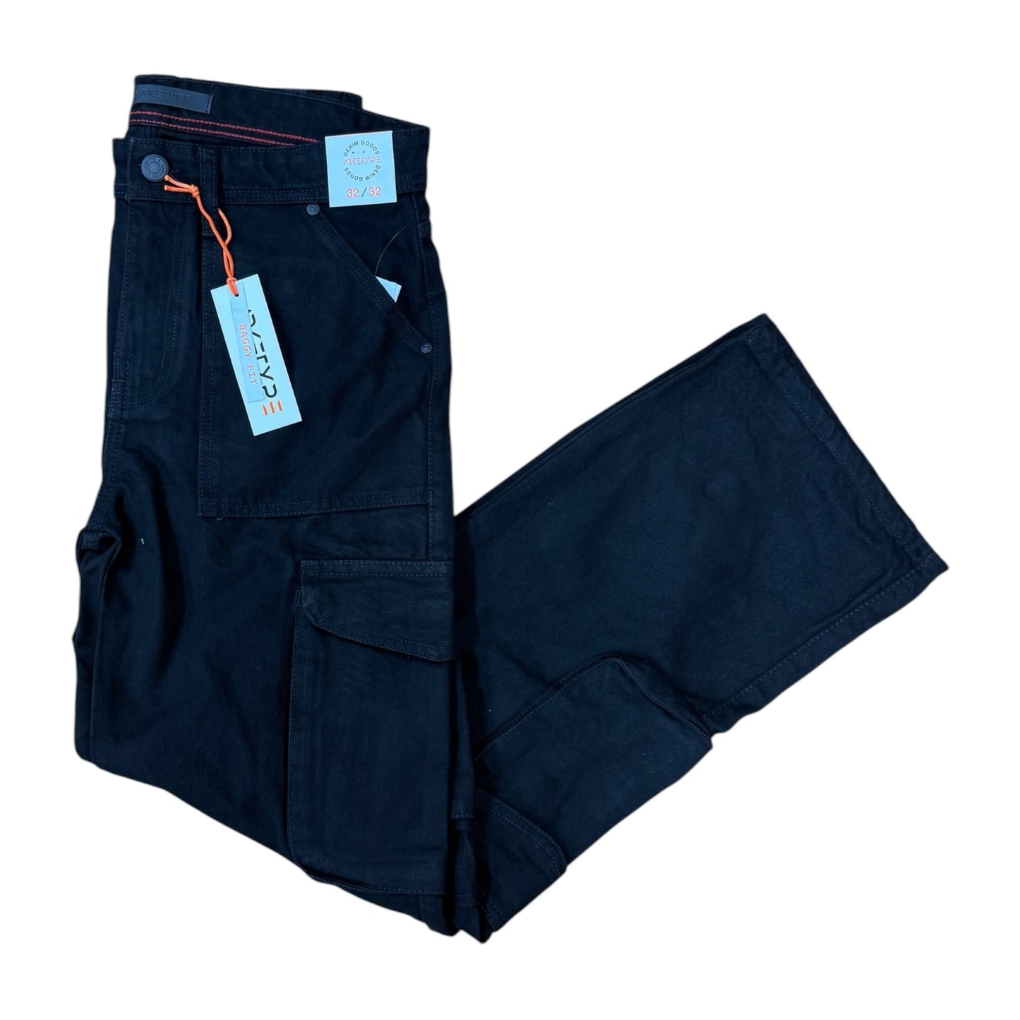 P442 - Authur Street Fit Baggy Cargo Pocket Stretch Jeans